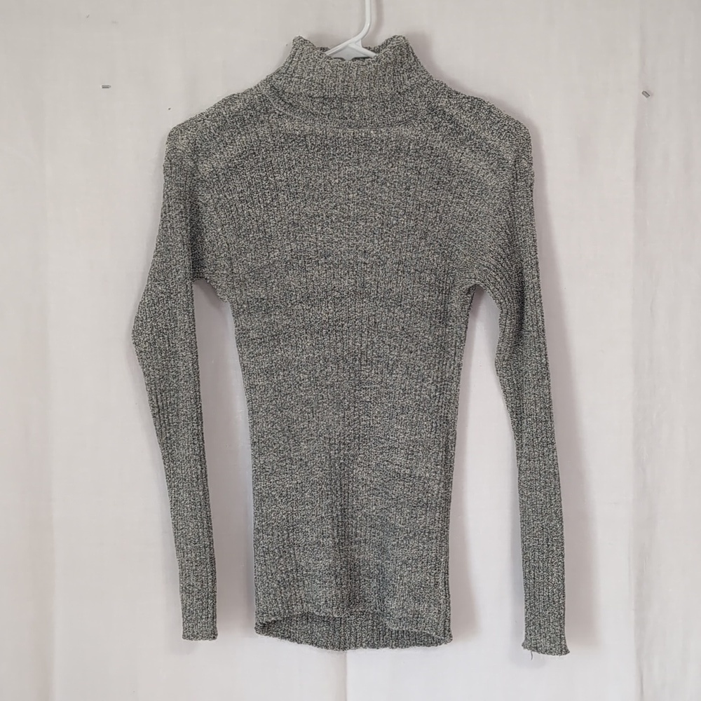 Alibi Stone Grey Ribbed Chenille Turtleneck Sweater Size Small